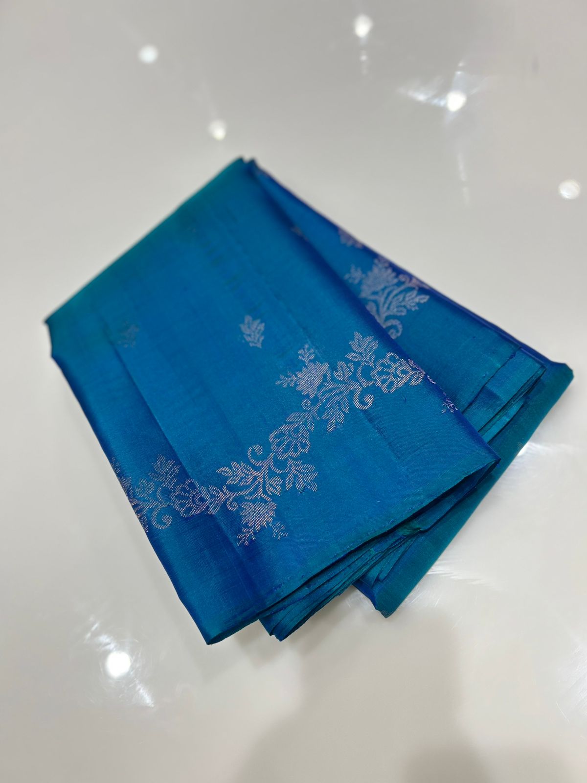 KANCHIPURAM SAREE-Peacock blue   Search code  6674