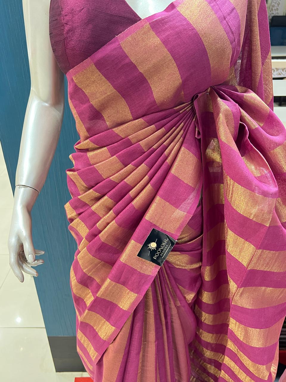 Chanderi silk saree -Dusty wine  Search code  6684