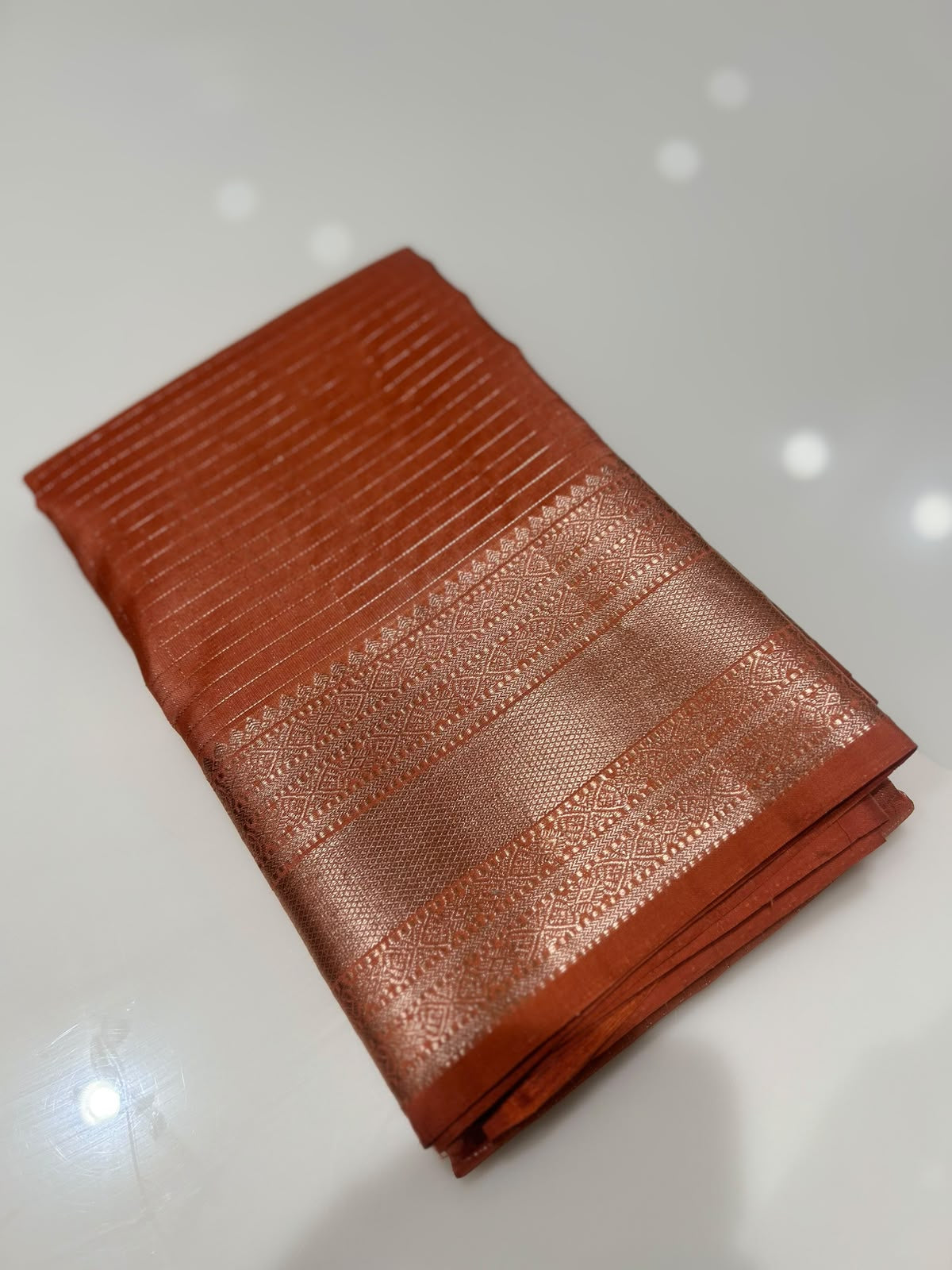 KANCHIPURAM SAREE-Dusty orange  Search code 70003