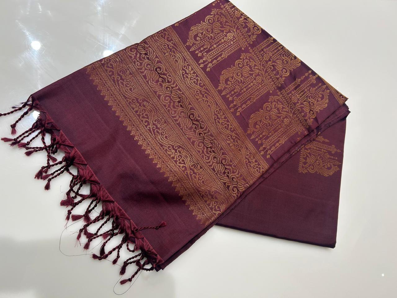 KANCHIPURAM SAREE-Maroon  Search code 70011