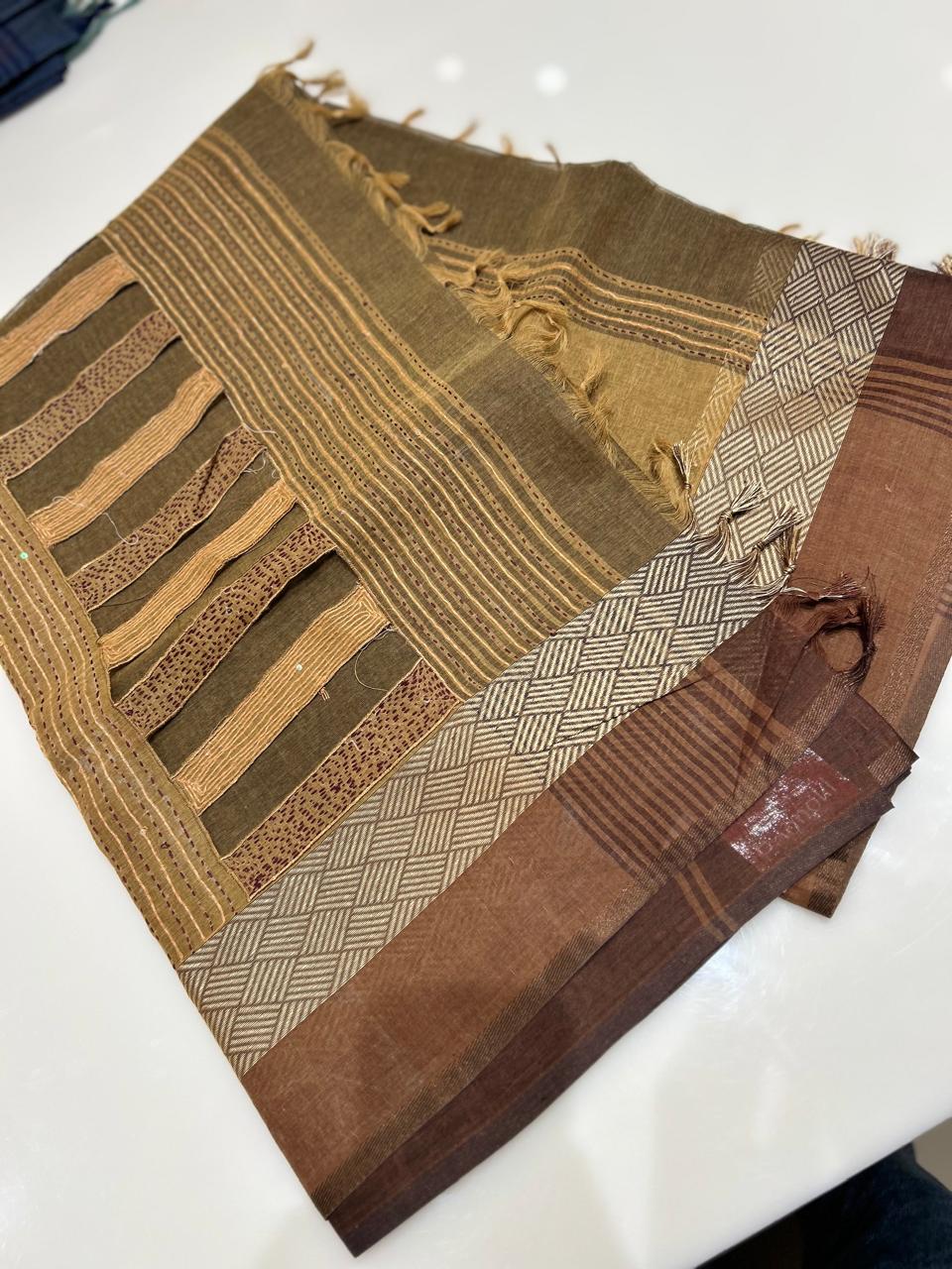 Cotton  Saree-Brown to Coffee brown  Search code 5006