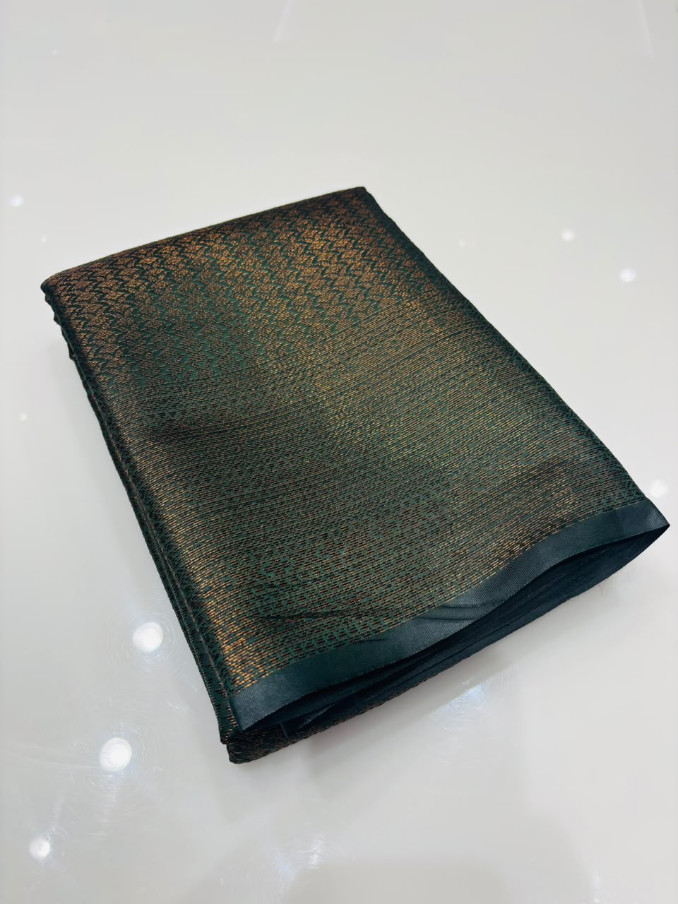 Premium Semi-Silk Deep Teal Green Saree with Copper Thread Weaving Serch code- 90009