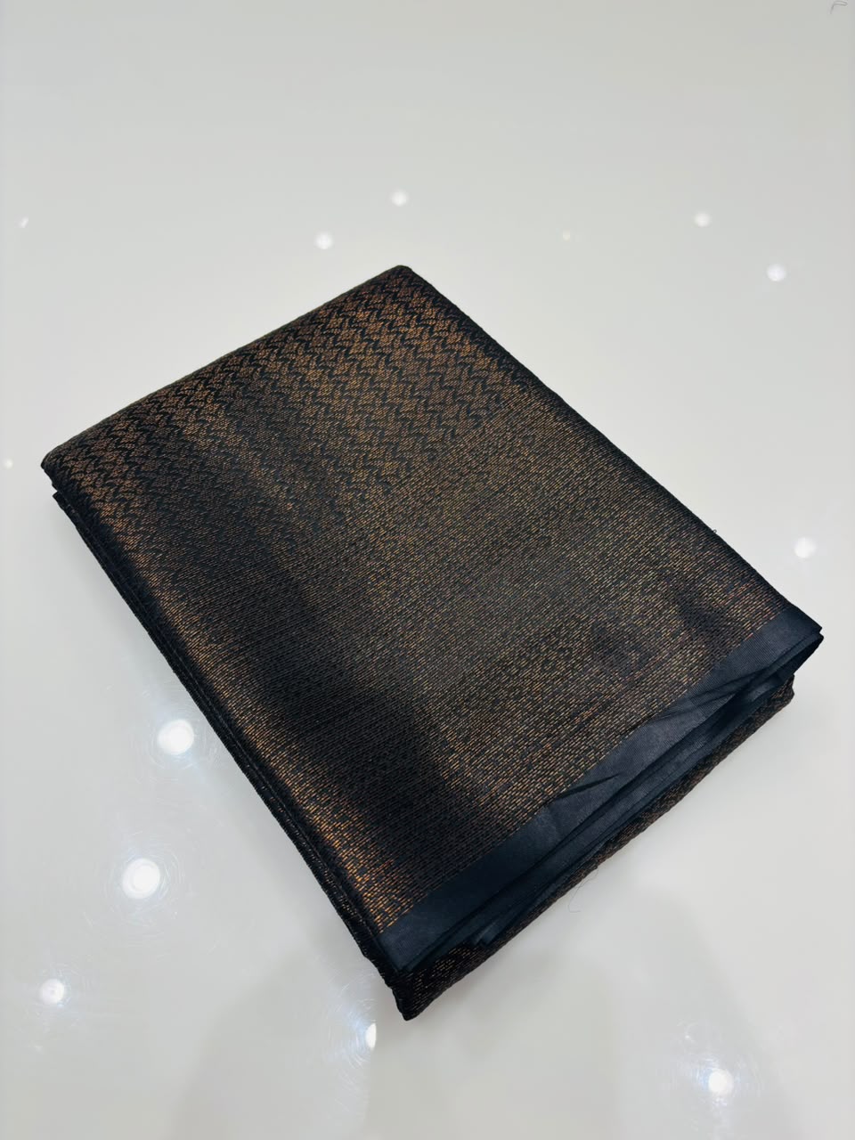 Premium Semi-Silk Black Saree with Copper Thread Weaving- serch code 90008