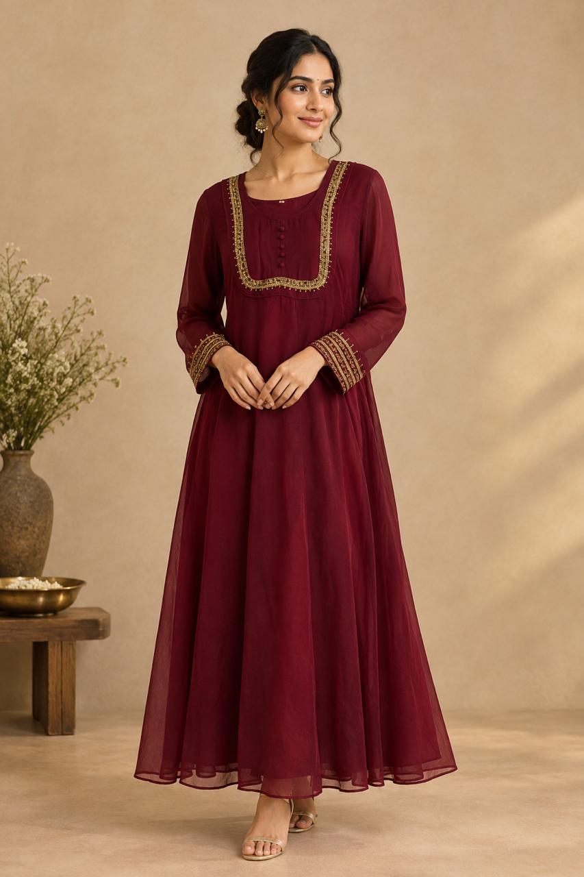 Kurta  Top- Maroon color Search code  40001