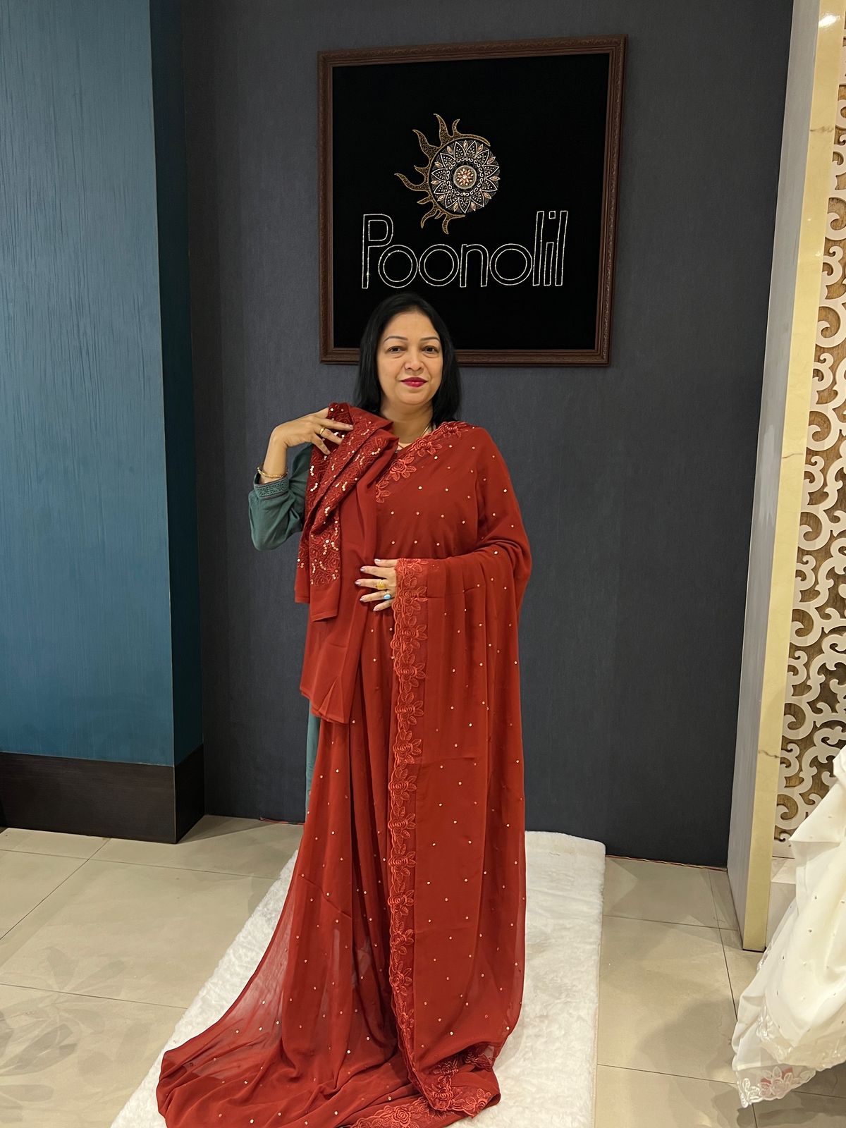 Georgette saree-Brown brick shade shade Search code 2308