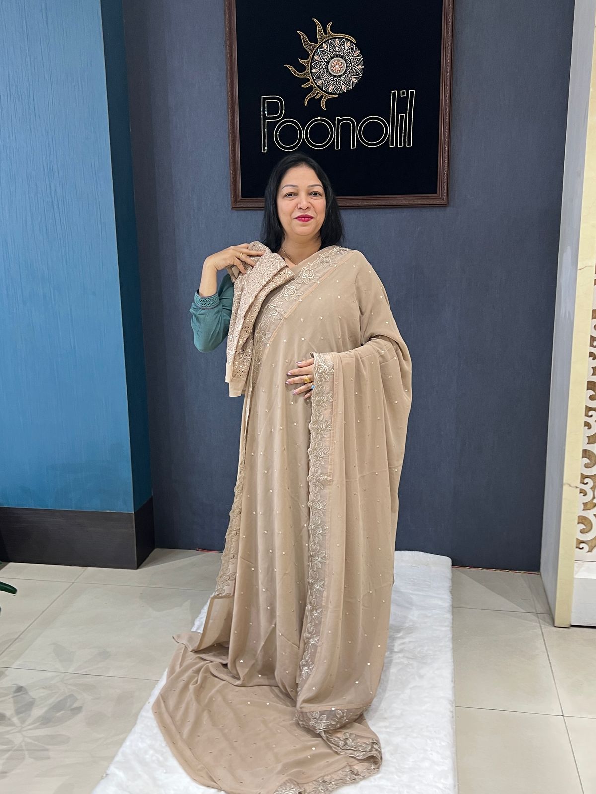 Georgette saree- Dusty Chocolate  shade shade Search code 2302