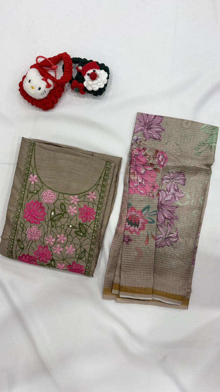 UNSTITCHED SALWAR SUIT SET-Chiku shade color Search code 2516