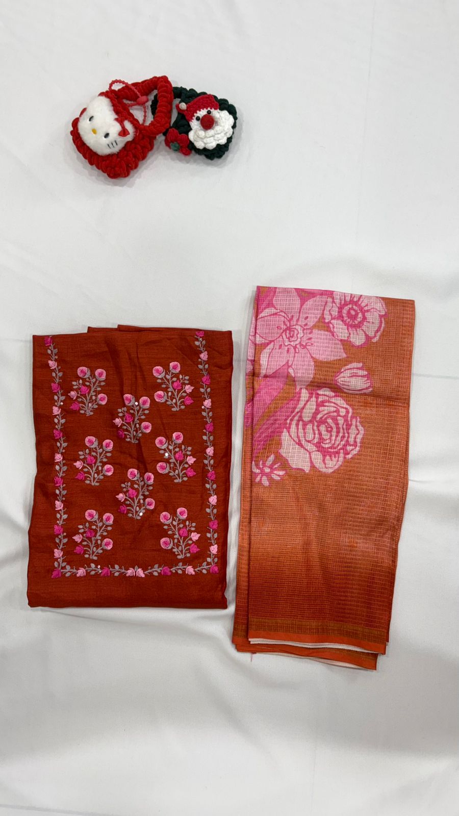 UNSTITCHED SALWAR SUIT SET- Orange shade color Search code 2512