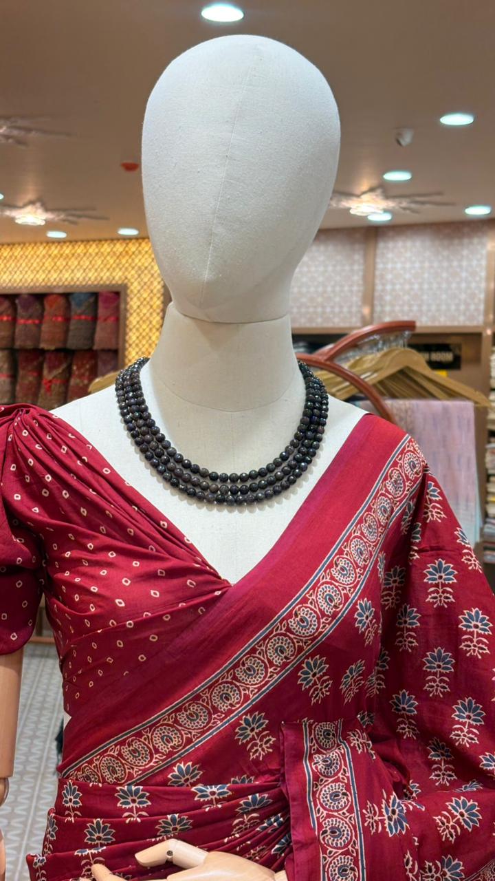 Ajrakh SAREE-maroon shade Search code 3522