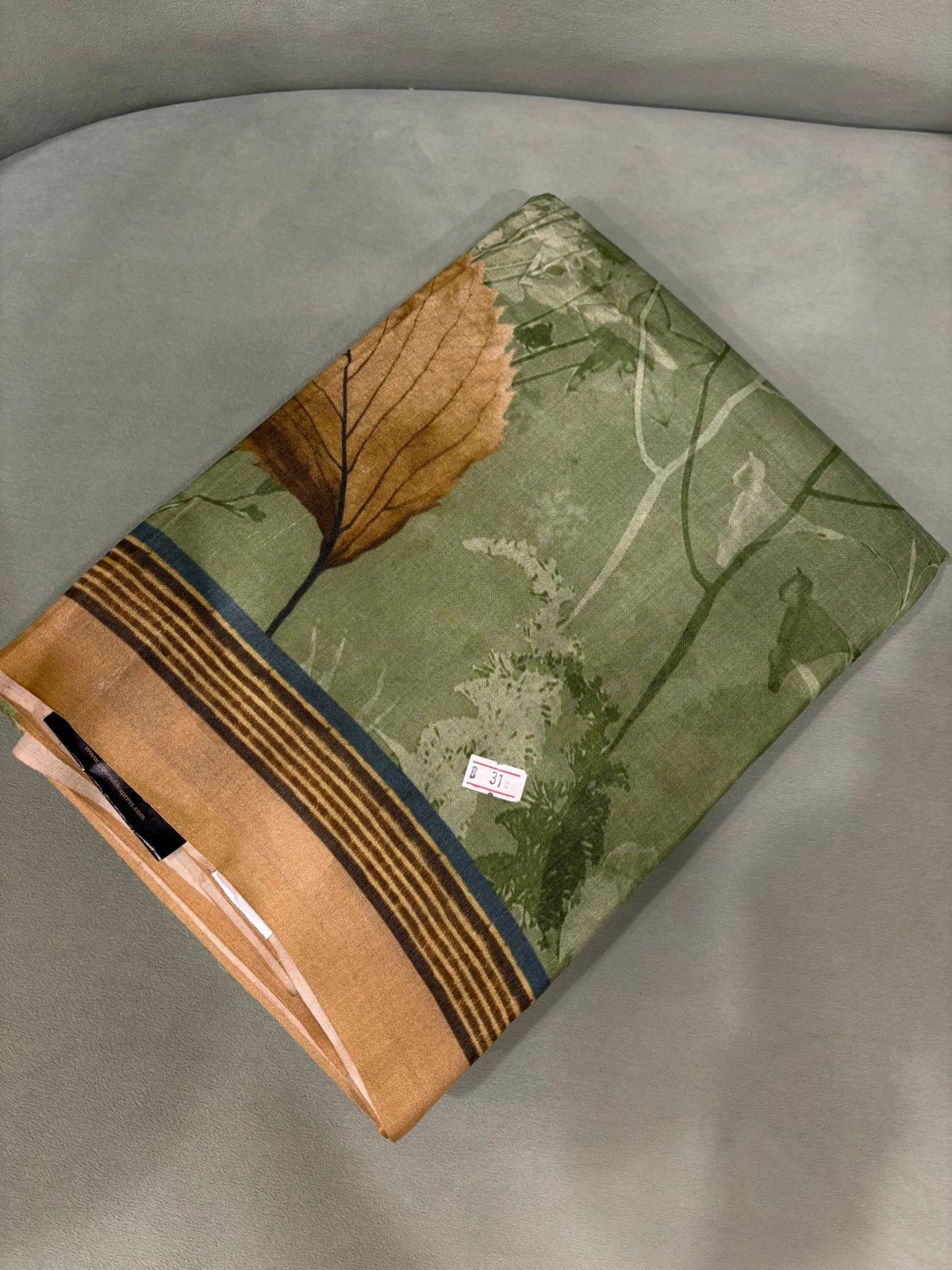 Desi tussar saree  -  Olive green Shade Search code 3500