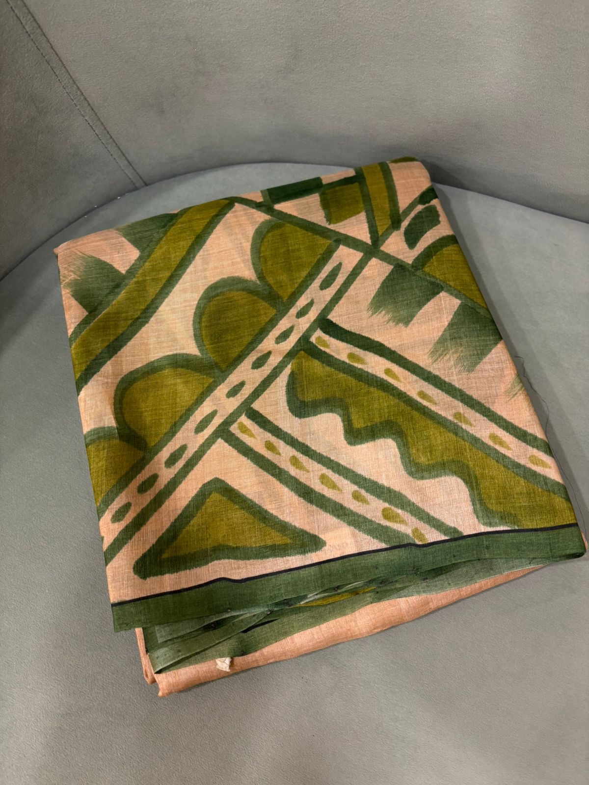 Desi tussar saree  - wheat Green Shade Search code 3503