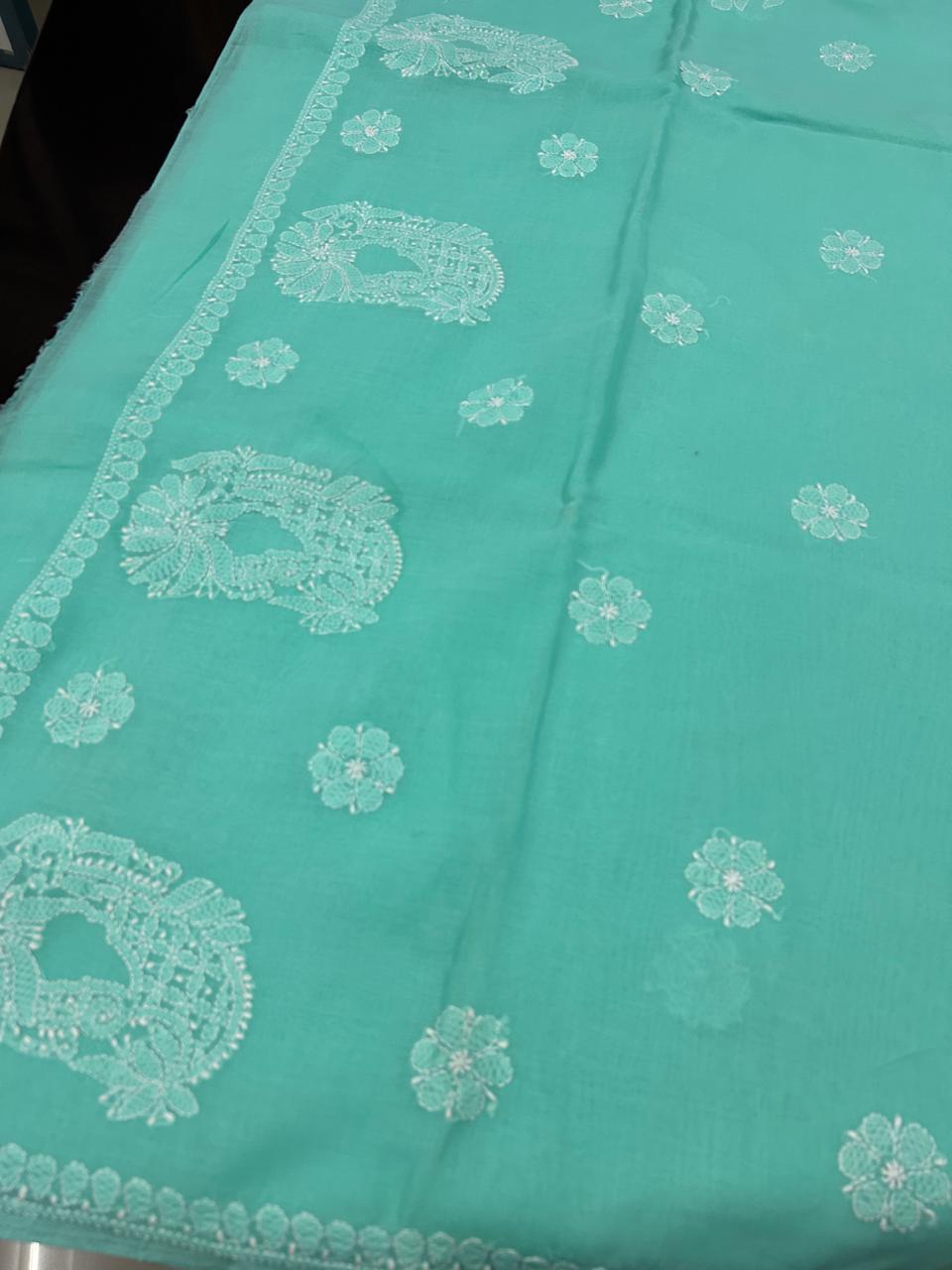 Lucknowi Hand-Stitched Cotton Chikan Kari Saree - Monochrome Series  Search code  6600