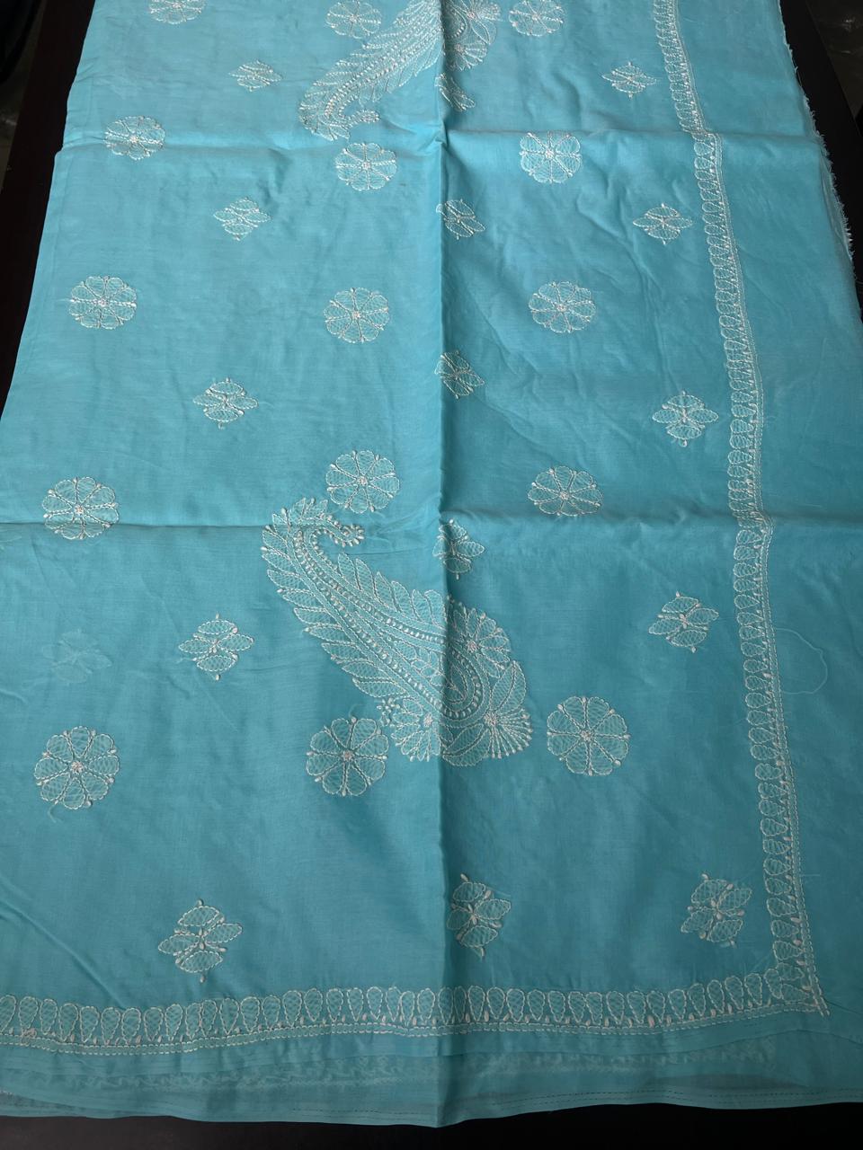 Lucknowi Hand-Stitched Cotton Chikan Kari Saree - Monochrome Series  Search code  6604