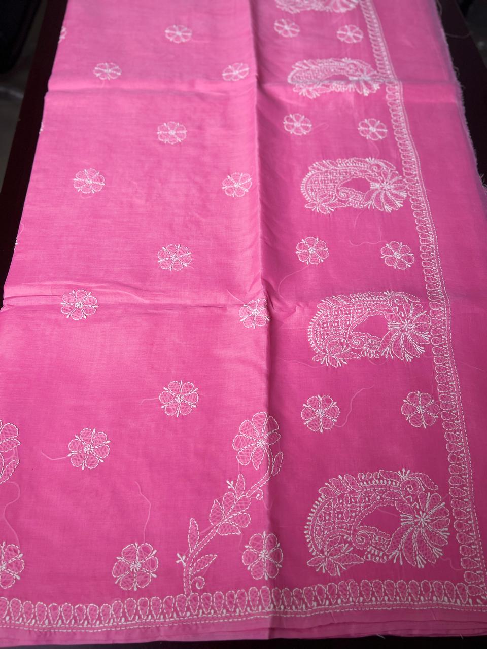 Lucknowi Hand-Stitched Cotton Chikan Kari Saree - Monochrome Series  Search code  6604