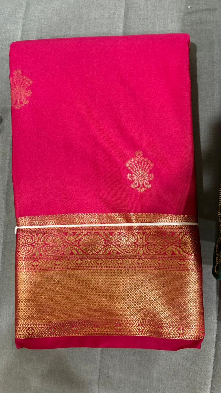 KANCHIPURAM SAREE- Rani pink  color shade  Search code 4505