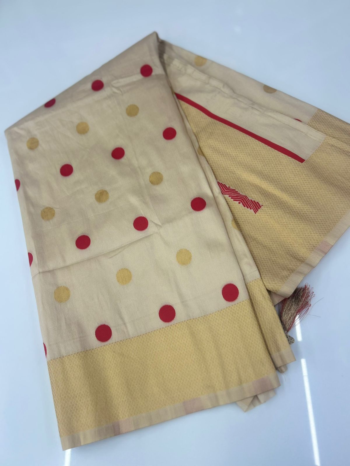 ponn kani collections - Golden  Red shade Search code 8501