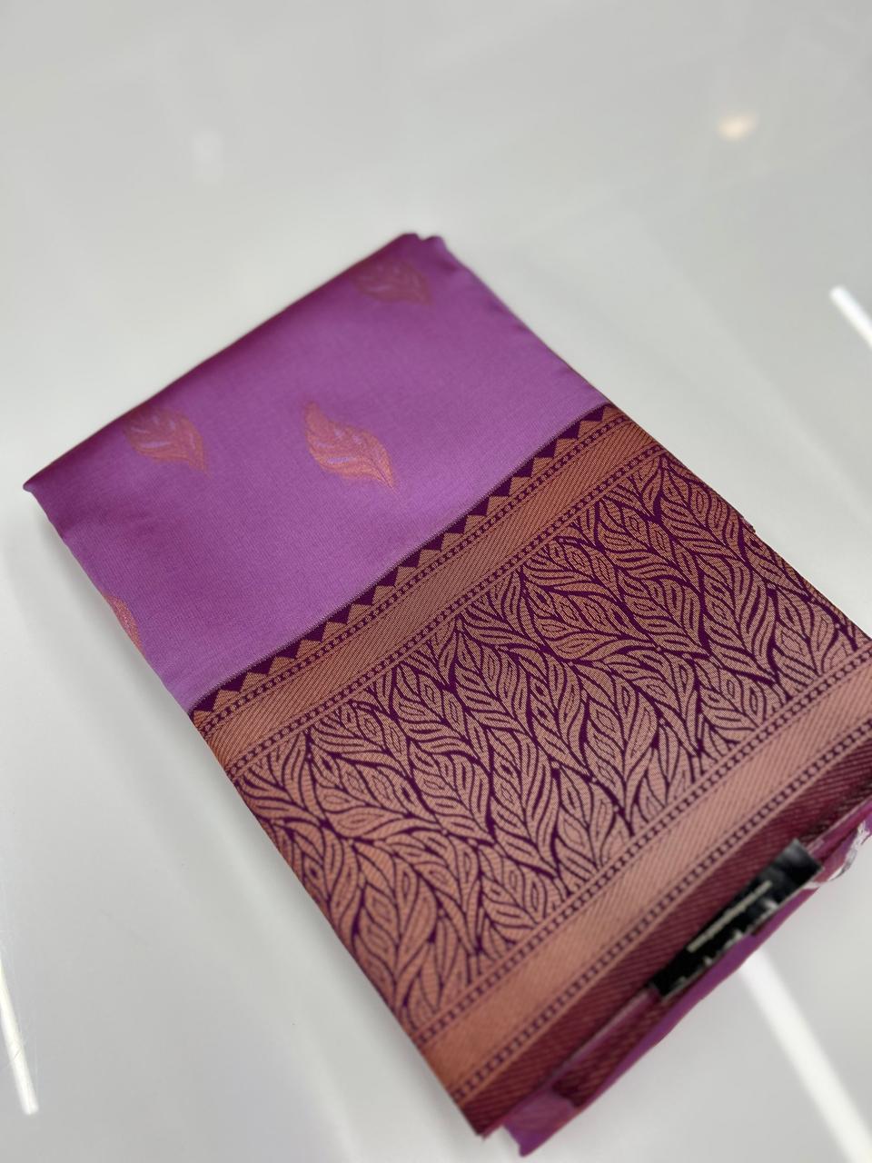 Semi Silk Saree -Lavender pink to Purple  shade Search code 3715