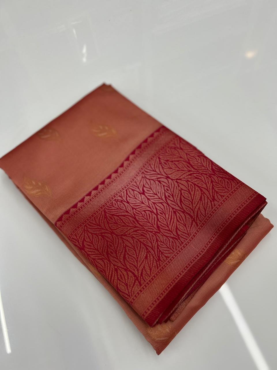 Semi Silk Saree -Sandal to Maroon   shade Search code 3716