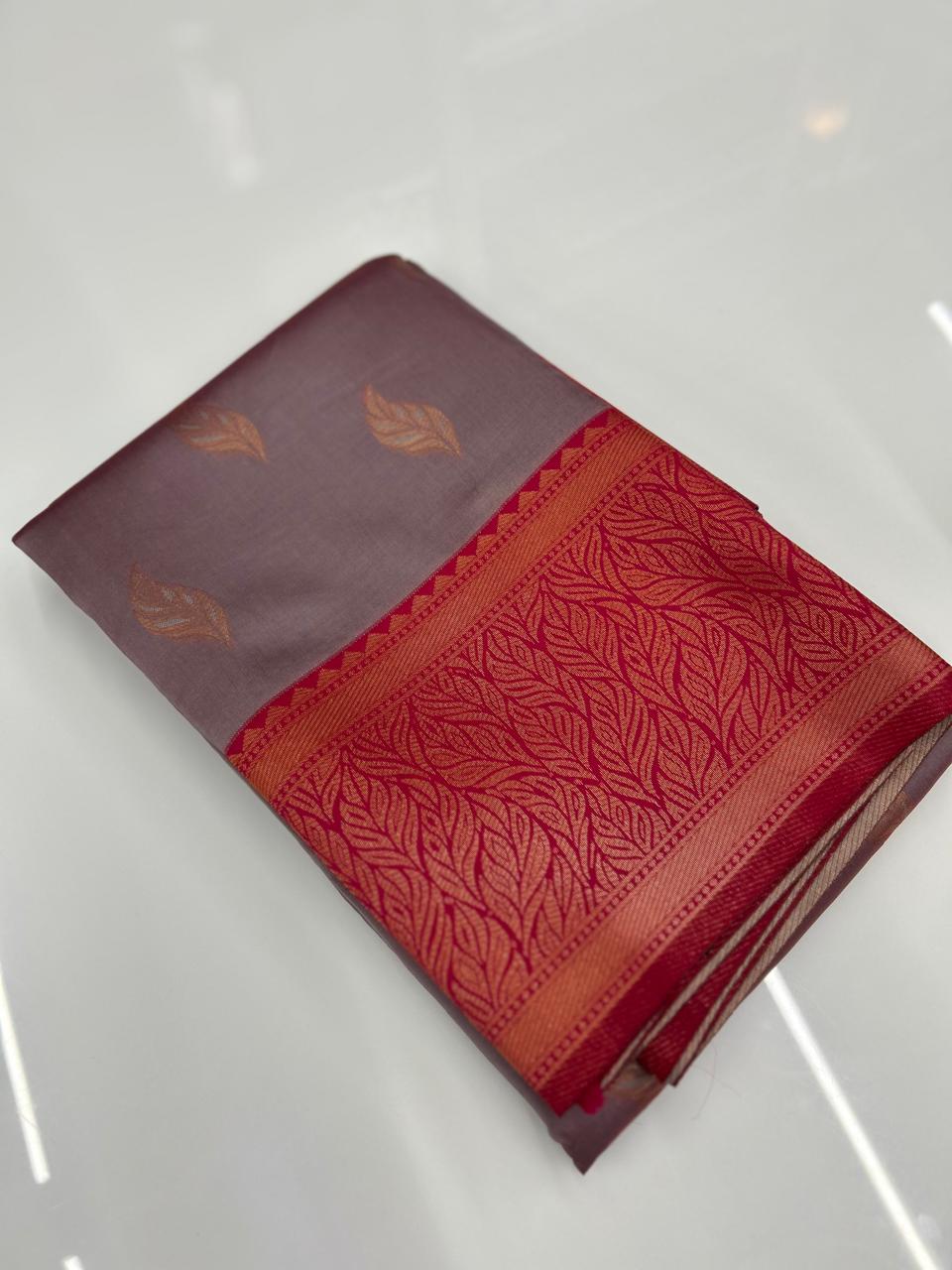 Semi Silk Saree -Lalic to Maroon  shade Search code 3719