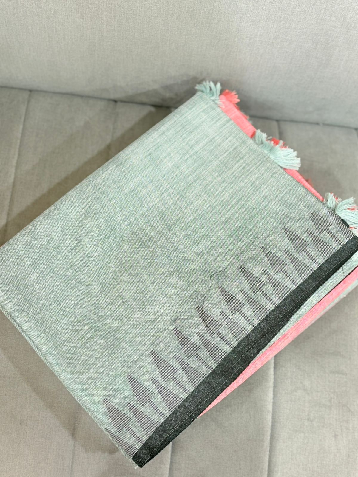 Khadi Cotton Saree - red dark   shade Search code 8005