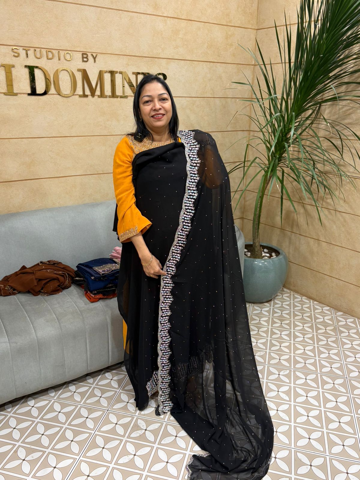 UNSTITCHED SALWAR  SUIT SET  black   shade Search code 5079