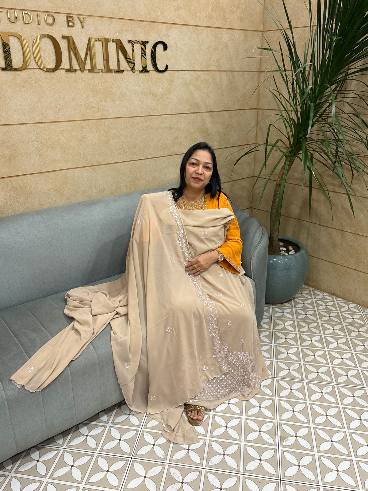 UNSTITCHED SALWAR  SUIT SET dusty cream shade Search code 5087