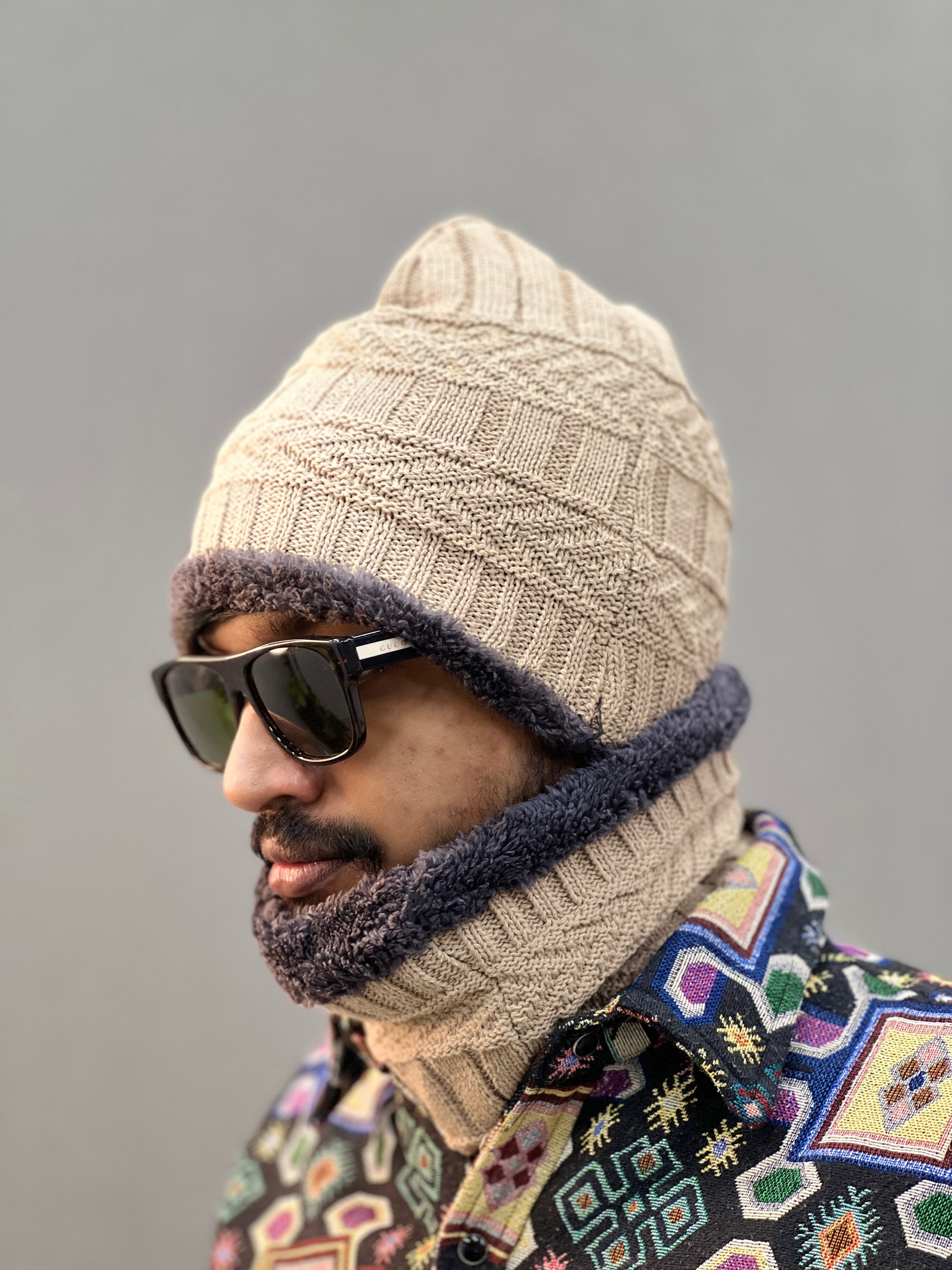 Two Piece Winter cap- Cream