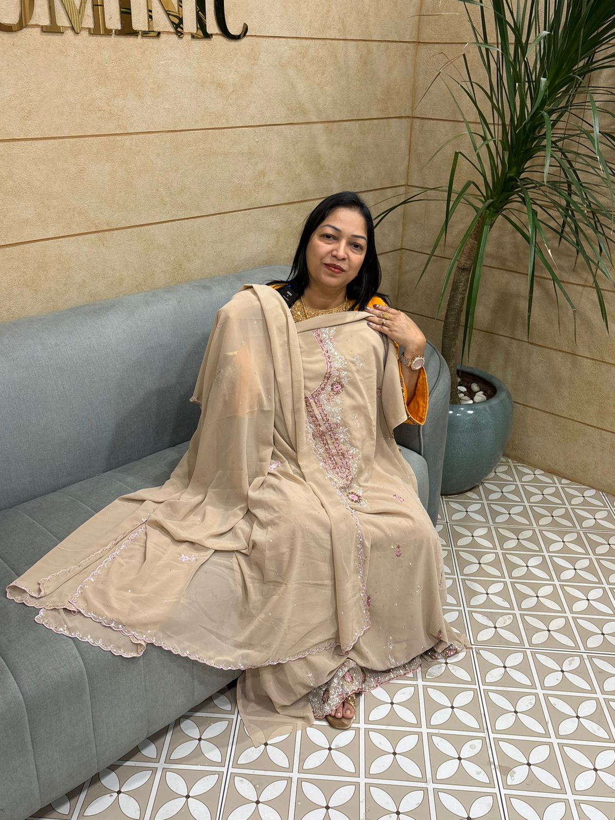 UNSTITCHED SALWAR  SUIT SET dusty cream  shade Search code 5089