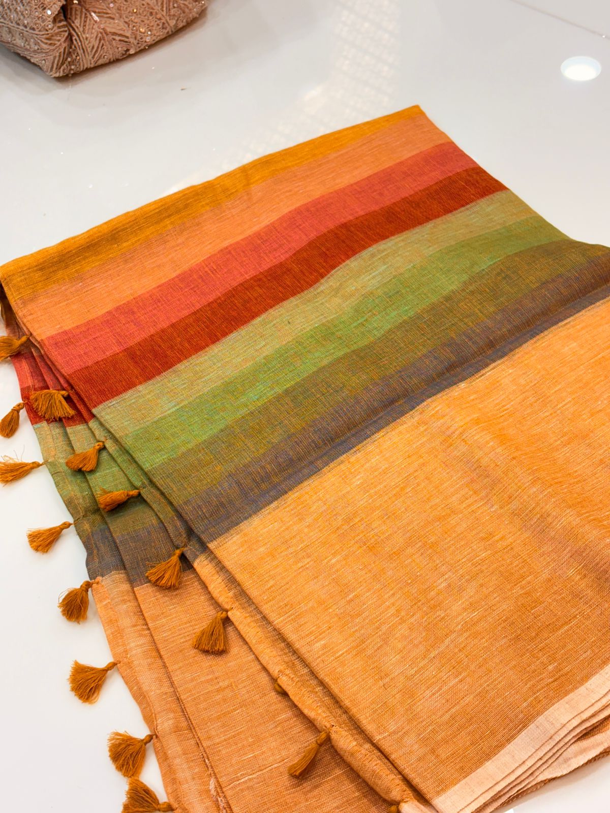 Cotton  Saree-Dusty yellow biscuit shade Search code 7715