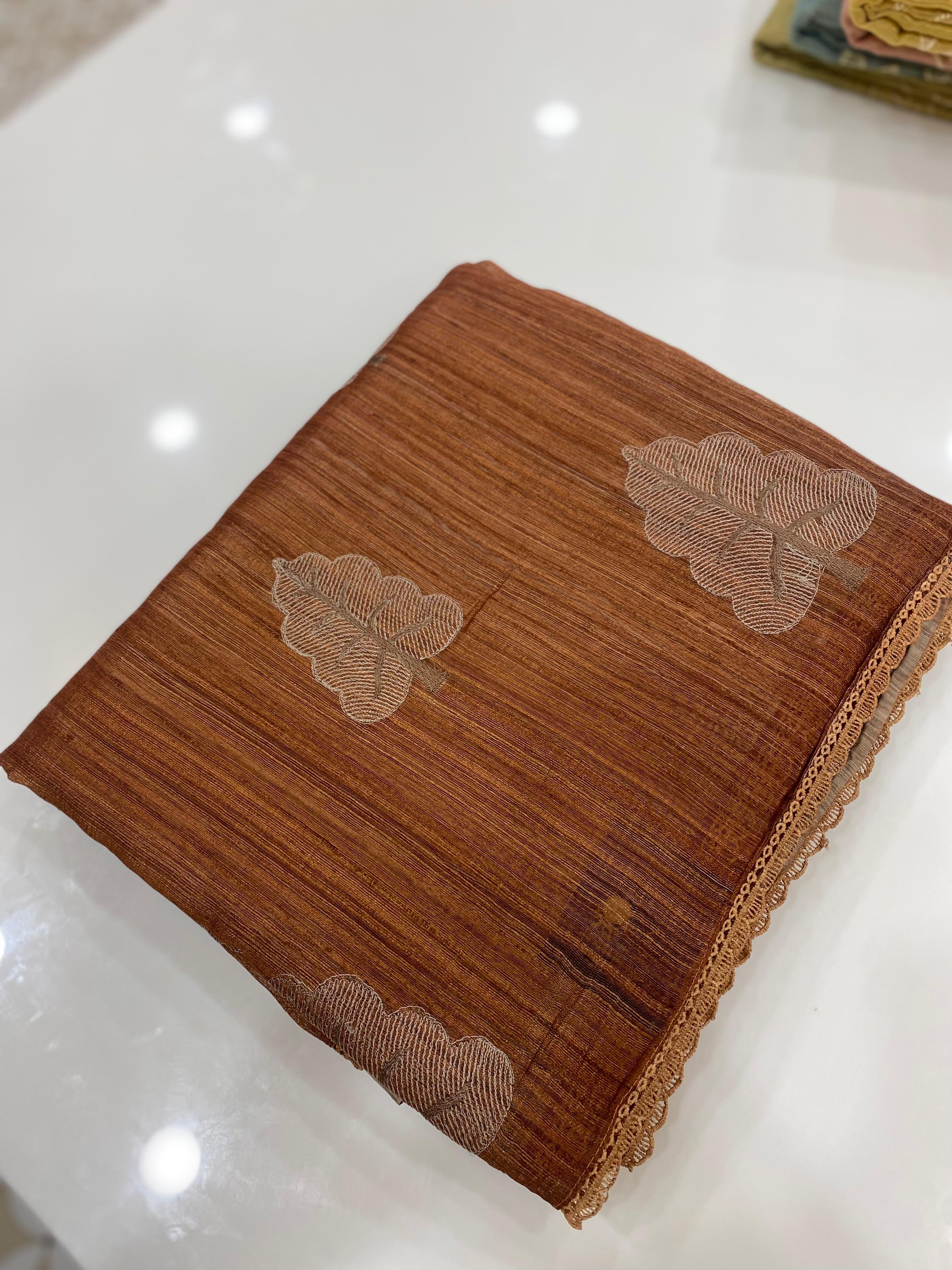 Linen  Tissue Saree - Search  code 5013