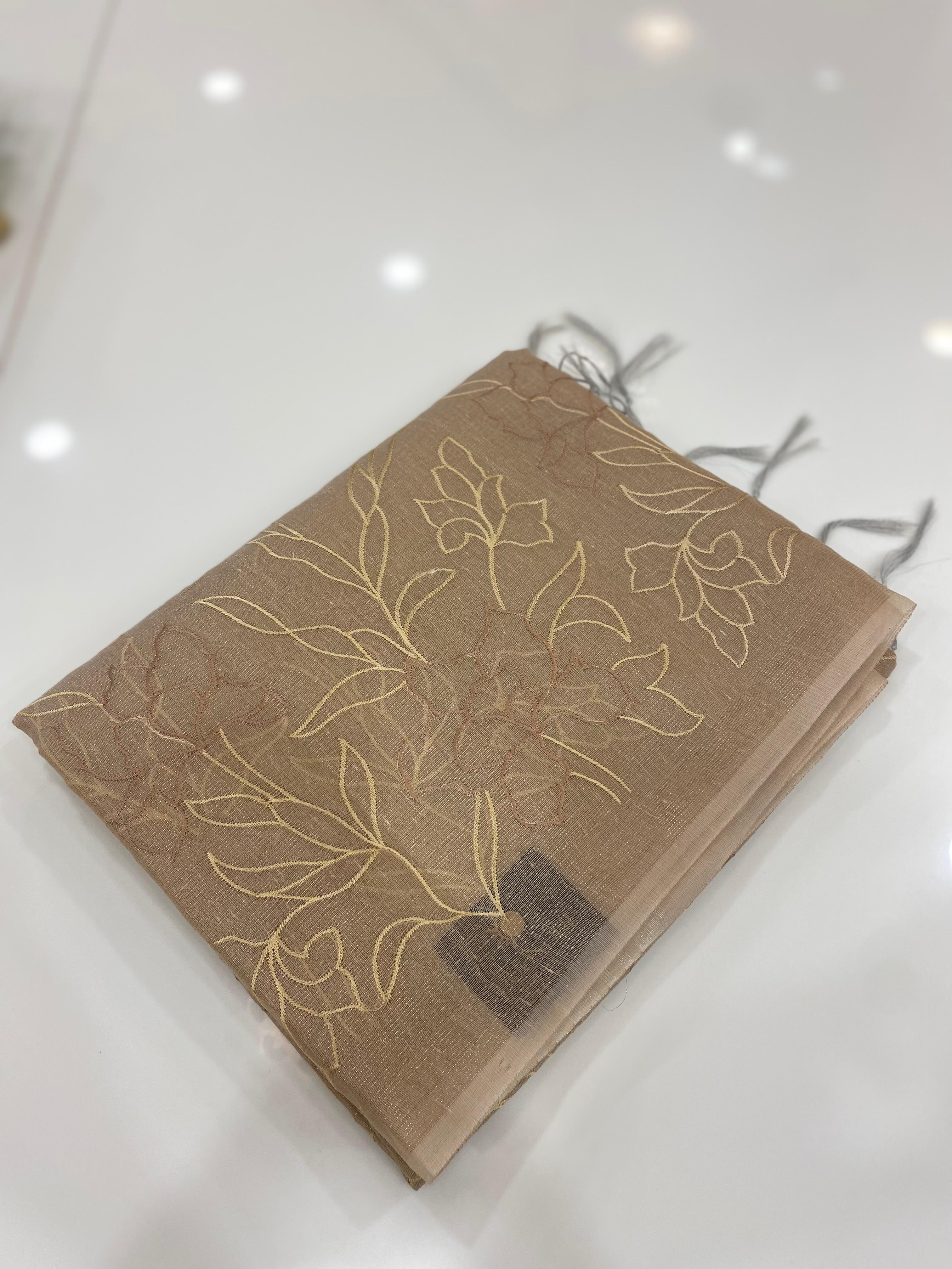 Linen  Tissue Saree - Search code 5006