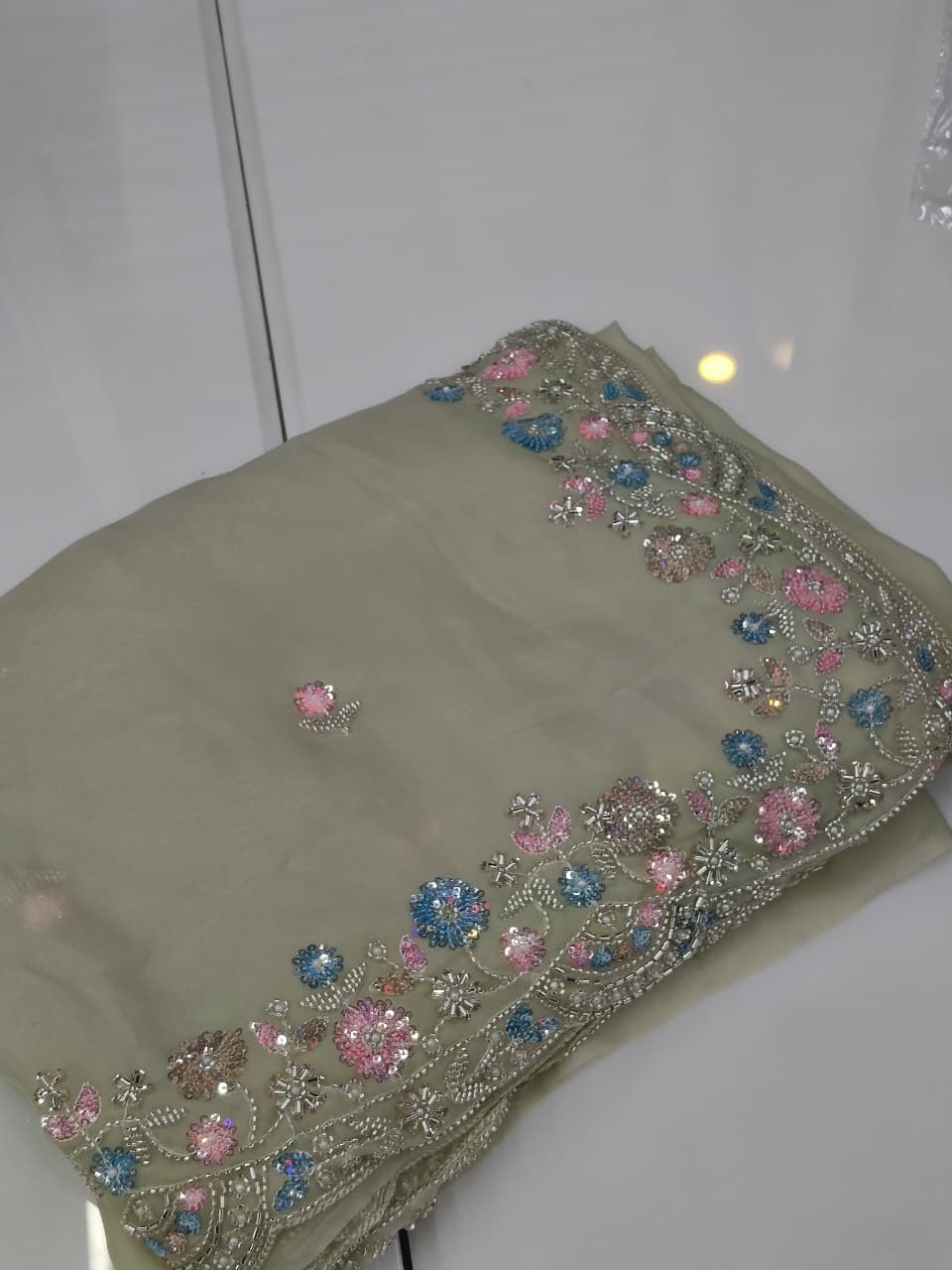Fancy Saree- Green   shade Search code 2007