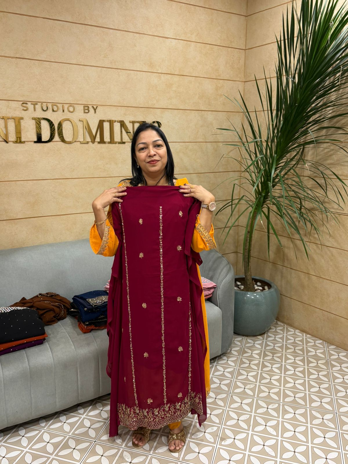 UNSTITCHED SALWAR  SUIT SET   maroon  shade Search code 5077