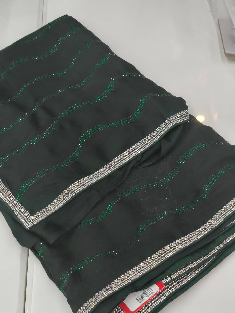 Fancy Saree- bottel green  -  shade Search code 2010