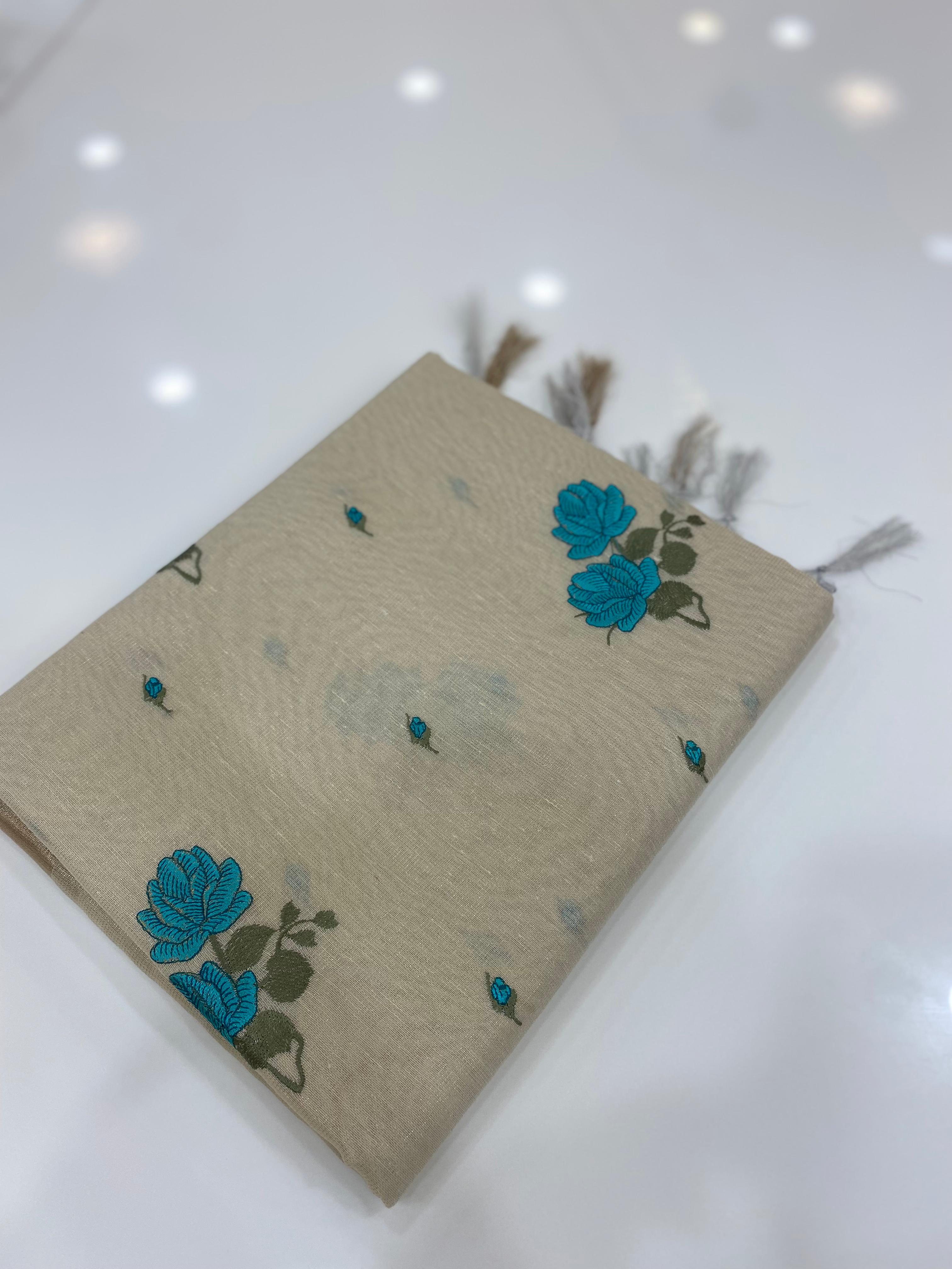 Linen  Tissue Saree - Search  code 5011