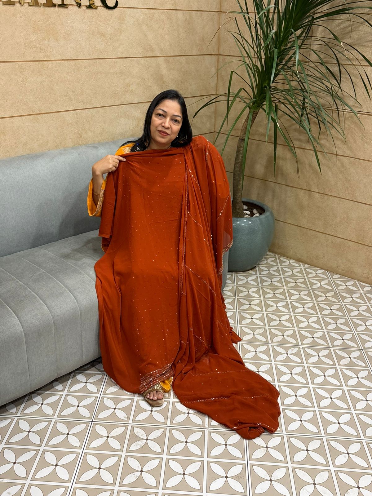 UNSTITCHED SALWAR  SUIT SET dusty orange   shade Search code 5084