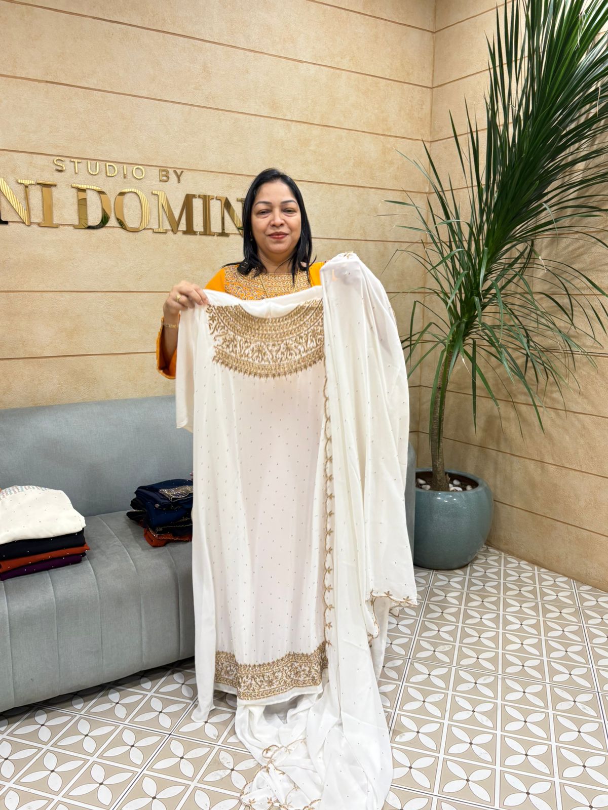 UNSTITCHED SALWAR  SUIT SET  whaite shade Search code 5072